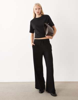 Mango Pico Straight Pants In Black