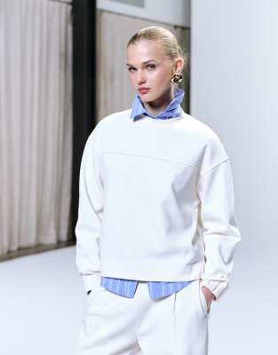 Mango - Pikee-Sweatshirt in Creme, Kombiteil-Weiß