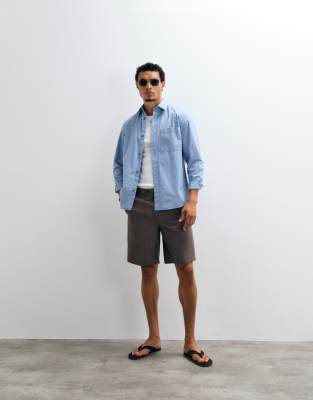 Mango Pin Stripe Tailored Shorts In Gray