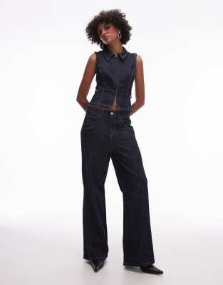 Mango - Pina - Jean d'ensemble droit ample - Bleu foncé