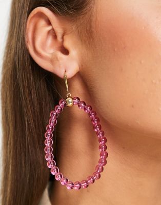 Mango pink hoop beaded earrings