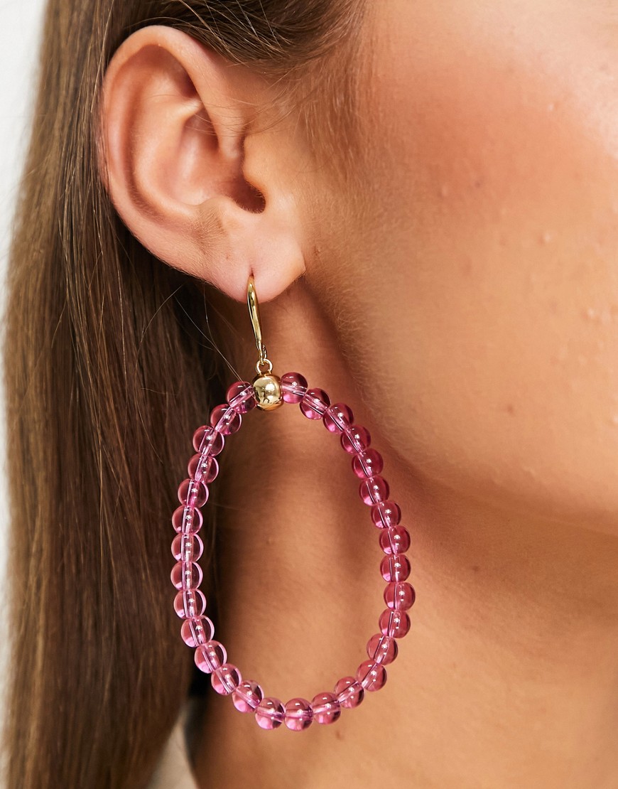 Mango pink hoop beaded earrings