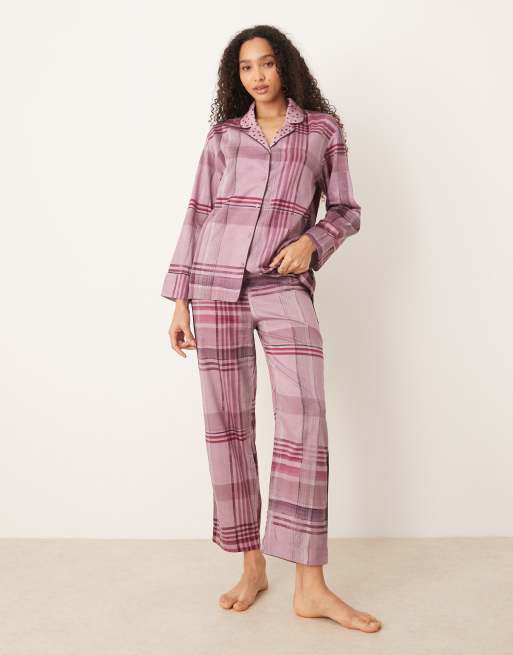 Mango - Pink pyjamasskjorte med tern i 100% bomuld, 2 af 4