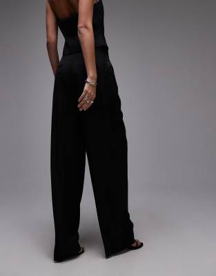 【SATIIIZ】Toffee Pintuck Wide Training Pants Mango pintuck slouchy light weight trouser co-ord in black