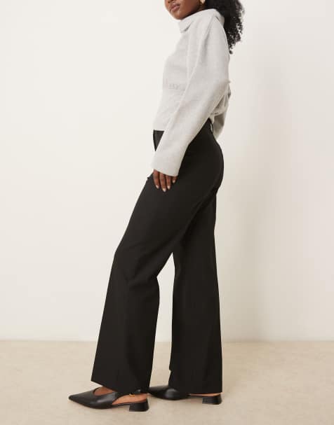 Mango pintuck straight leg pants in black - view 1