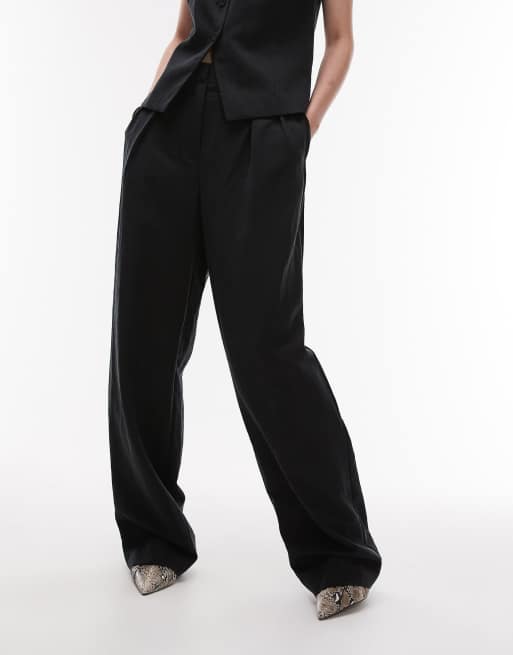 Mango pintuck straight leg trousers co-ord in black, 2 of 5