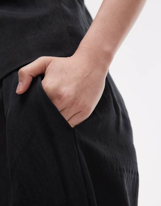 Mango pintuck straight leg trousers co-ord in black, 3 of 5