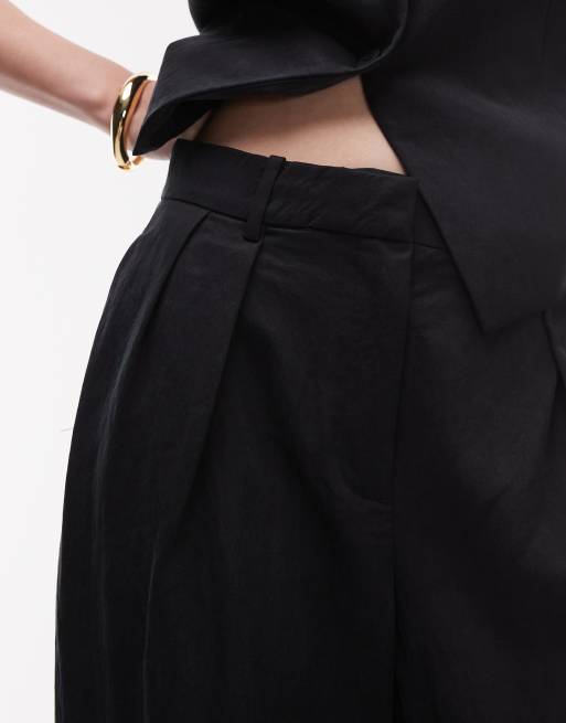 Mango pintuck straight leg trousers co-ord in black, 4 of 5