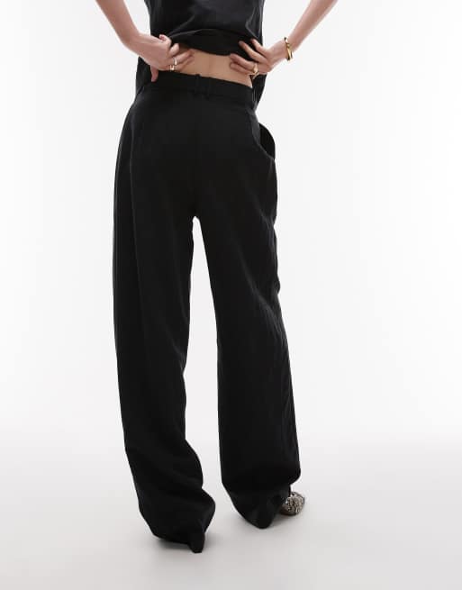 Mango pintuck straight leg trousers co-ord in black, 5 of 5