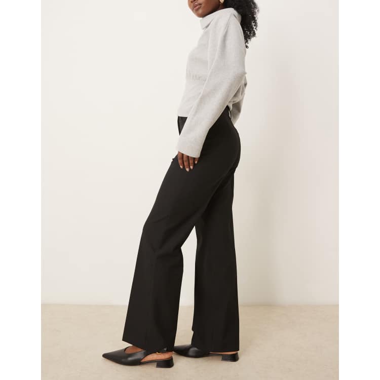 Mango pintuck straight leg trousers in black | ASOS