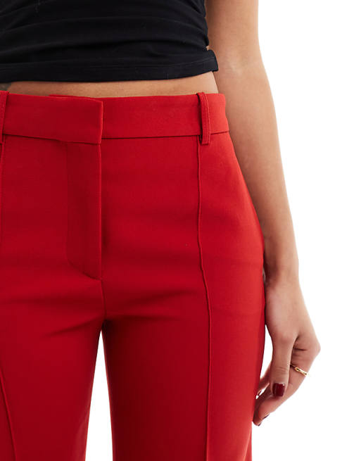 womens red dress pants Crimson womens | Wide-leg, tall girl friendly 30 meeting (or yoga class) Mango pintuck tailored flare pants