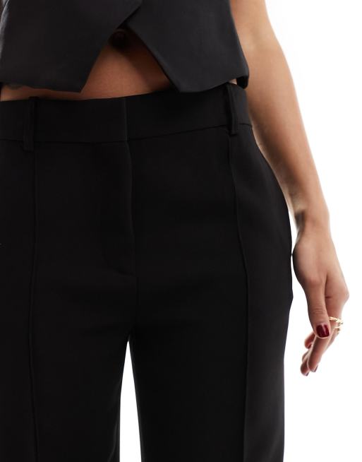 Mango pintuck tailored flare trouser in black, 2 of 5