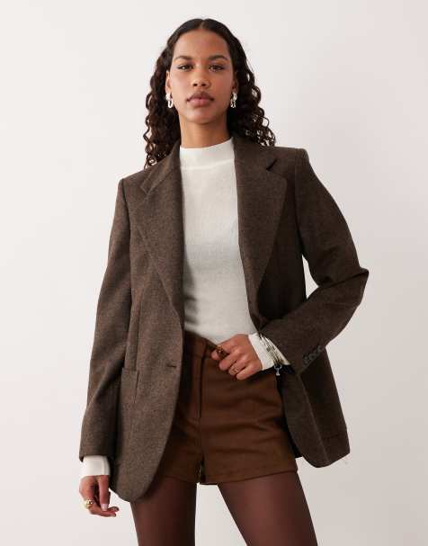 Mango Piper tailored blazer in brown - part of a set - view 1