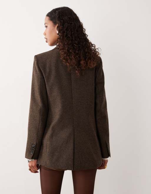 Mango Piper tailored blazer in brown - part of a set, 3 of 4