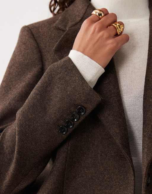 Mango Piper tailored blazer in brown - part of a set, 4 of 4
