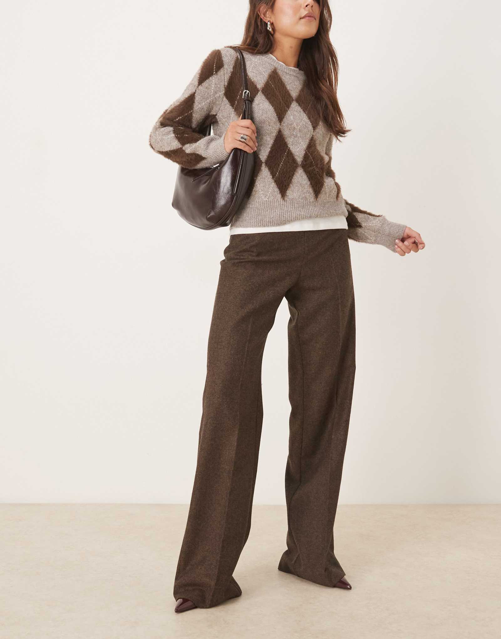 Брюки Mango Piper коричневого цвета, сшитые на заказ - часть комплекта