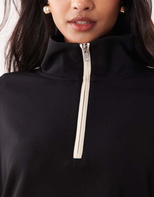 Mango Pipin knitted quarter zip jumper co-ord in black, 3 of 4