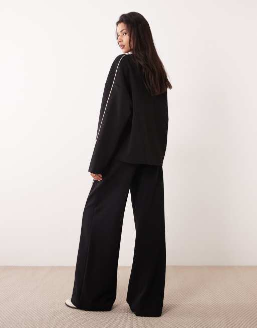 Mango Pipin knitted straight trouser co-ord in black, 3 of 5
