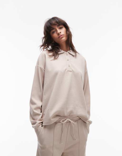 Mango pique sweatshirt in beige - part of a set