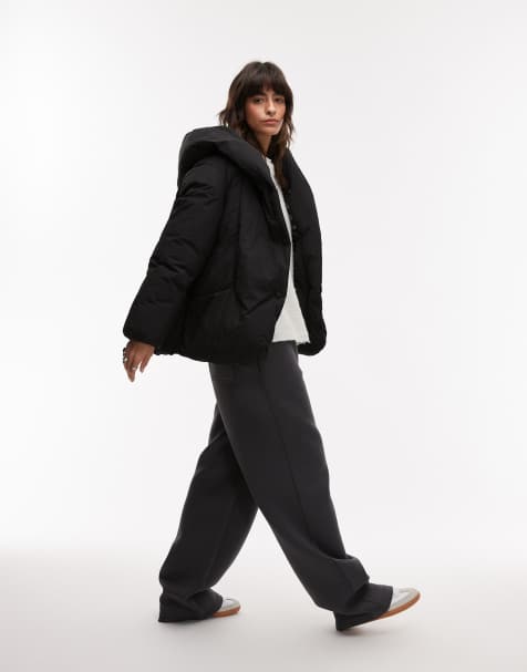 Mango - Piumino oversize comodo nero con colletto - view 1