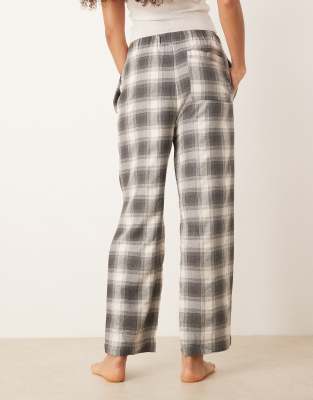 Mango Plaid Flannel Pajama Pants In Gray