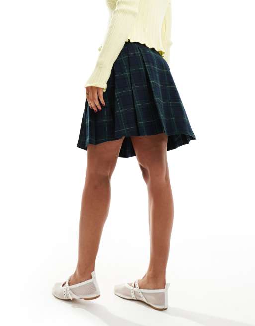 Mango plaid pleated mini skirt in blue, 5 of 5
