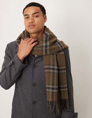 Mango Plaid Scarf In Brown