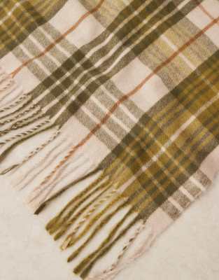 Mango Plaid Scarf In Green