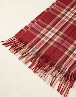 Mango Plaid Scarf In Red