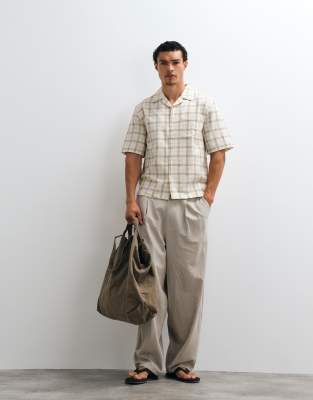 Mango Plaid Short Sleeve Button-up Shirt In Neutral