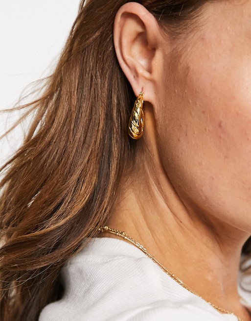 Mango plaited hoop earrings in gold