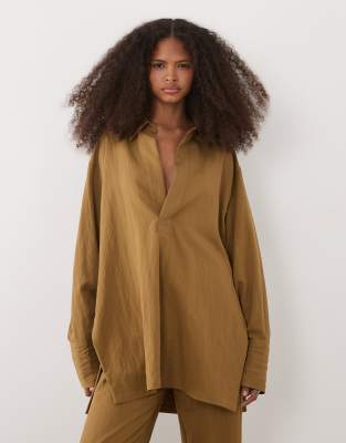 Mango - Plan - Locker geschnittene Hemdjacke in Beige, Kombiteil-Neutral