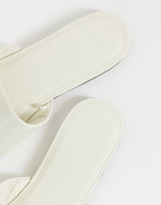Mango - Platte sandalen van 100% leer in wit, 3 van 4