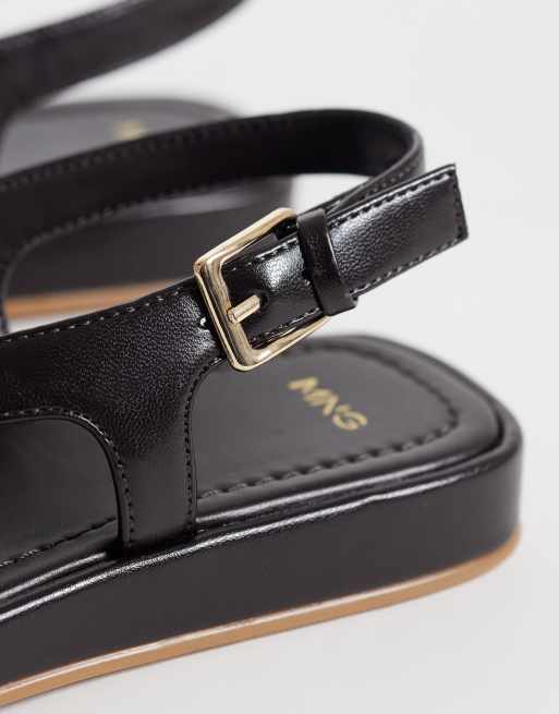Mango - Platte sandalen van imitatieleer met smalle bandjes in chocoladebruin, 3 van 4
