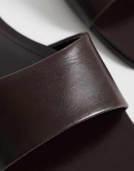 Mango - Platte slippers van imitatieleer in chocoladebruin, 3 van 4