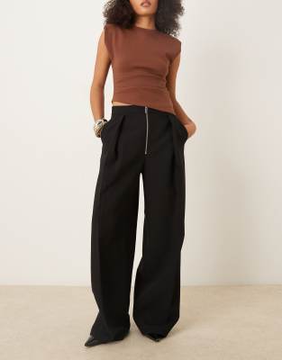 Mango Pleat Detail Tailored Pants In Brown