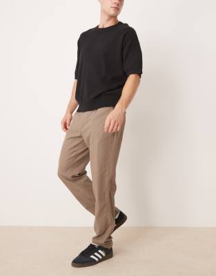 Mango Pleat Detail Tailored Tapered Pants In Blue