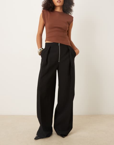 Mango pleat detail tailored trouser in black - view 1
