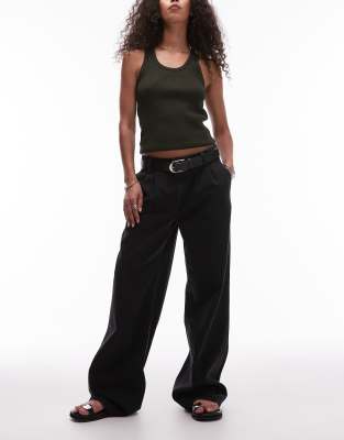 Mango Pleat Front Balloon Leg Jeans In Black