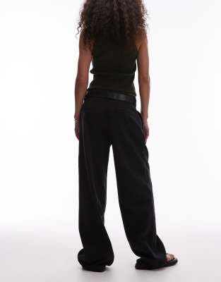 Mango Pleat Front Balloon Leg Jeans In Black