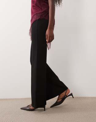 Mango Pleat Front Flared Pants In Black