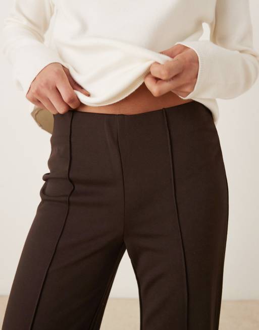 Mango pleat front flared trouser in brown, 4 of 5
