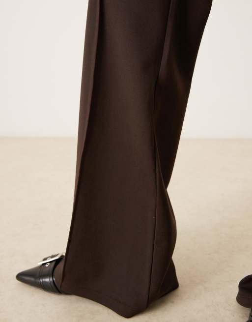 Mango pleat front flared trouser in brown, 5 of 5
