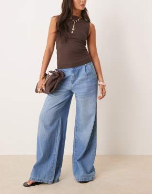 Mango Pleat Front Fluid Straight Leg Jeans