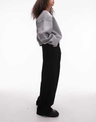 pleat front relaxed fit pants in black