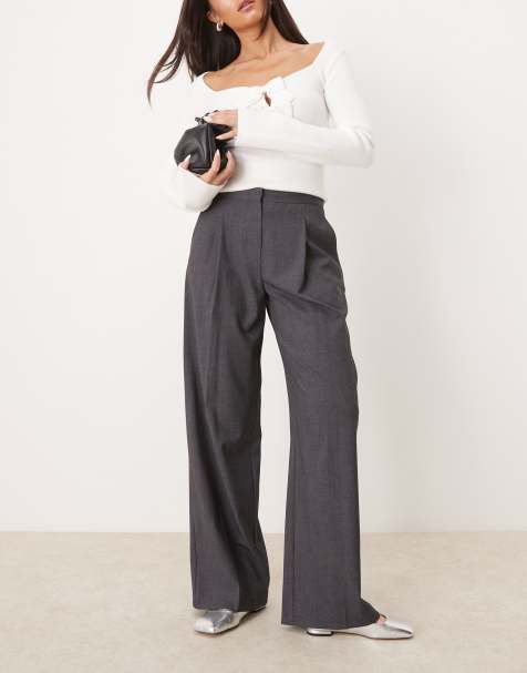 Mango pleat front relaxed fit pants in gray - view 1