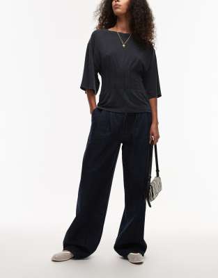 Mango Pleat Front Slouchy Jeans In Blue