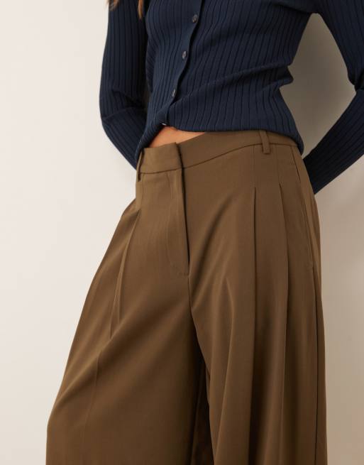 Mango pleat front tailored pants in khaki green, 5 of 5