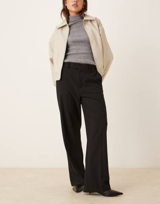 Mango Pleat Front Tailored Straight Leg Pants In Burgundy