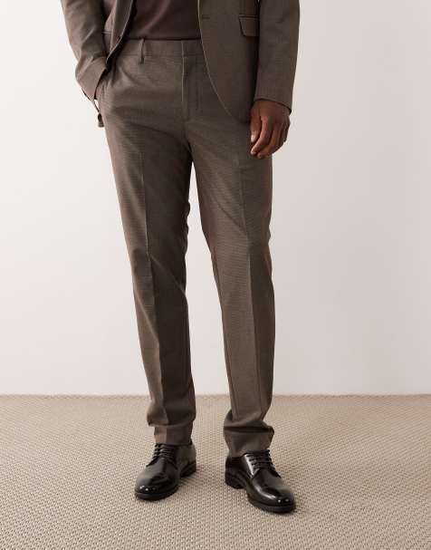 Mango pleat front tailored straight trouser co-ord in brown - view 1